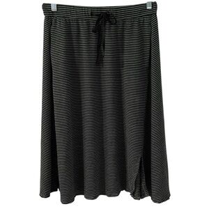 Eileen Fisher Black and Gray Striped A-Line Skirt